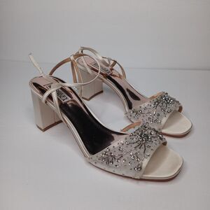 Badgley Mischka Clara Embellished Strap Evening Shoe